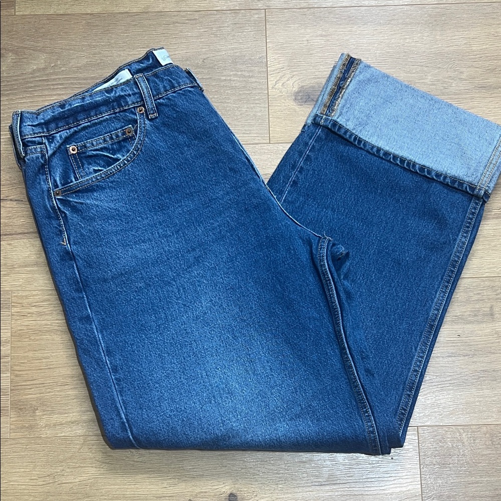 Universal Thread Womens Mid Rise 90s Baggy Straight-Leg Blue Denim Jeans